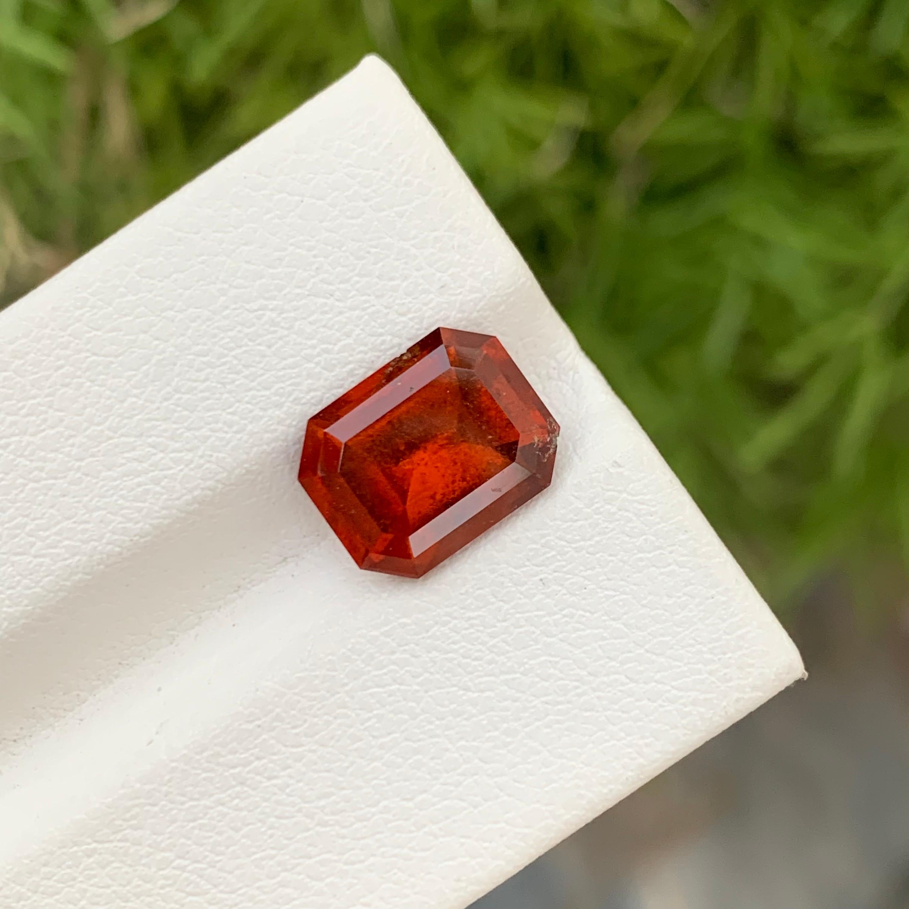 Emerald Cut 4.95 Carats Pretty Natural Loose Smoky Hessonite Garnet Gem For Ring  For Sale