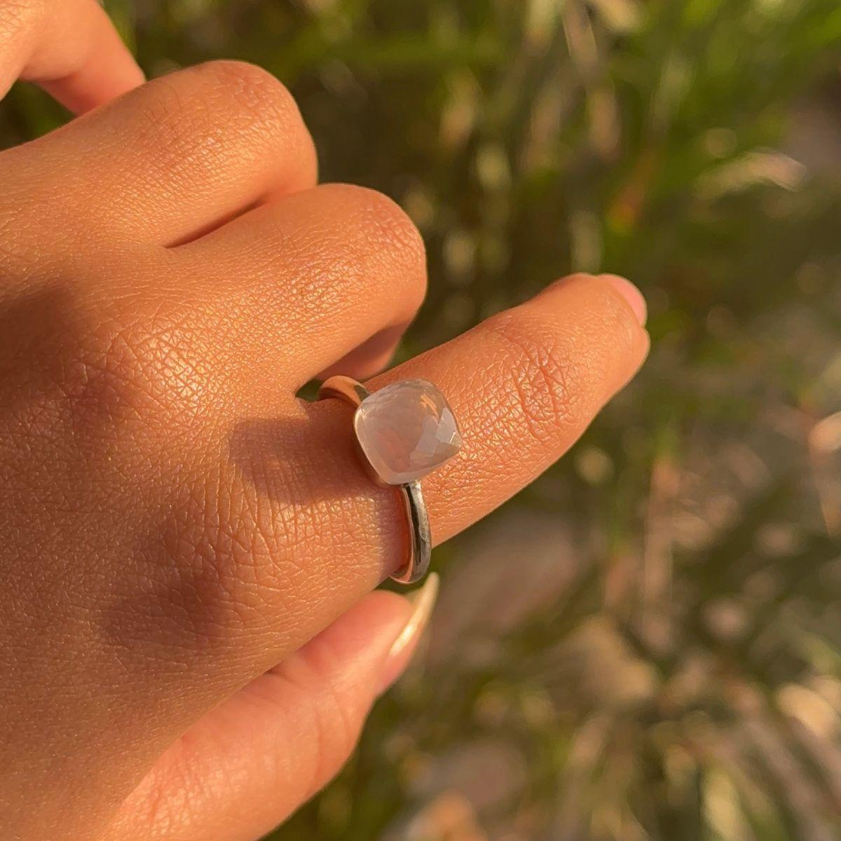 En vente :  4,95 ct. Bague en argent 925 pour maman en quartz rose avec une seule pierre de couleur rose clair 2
