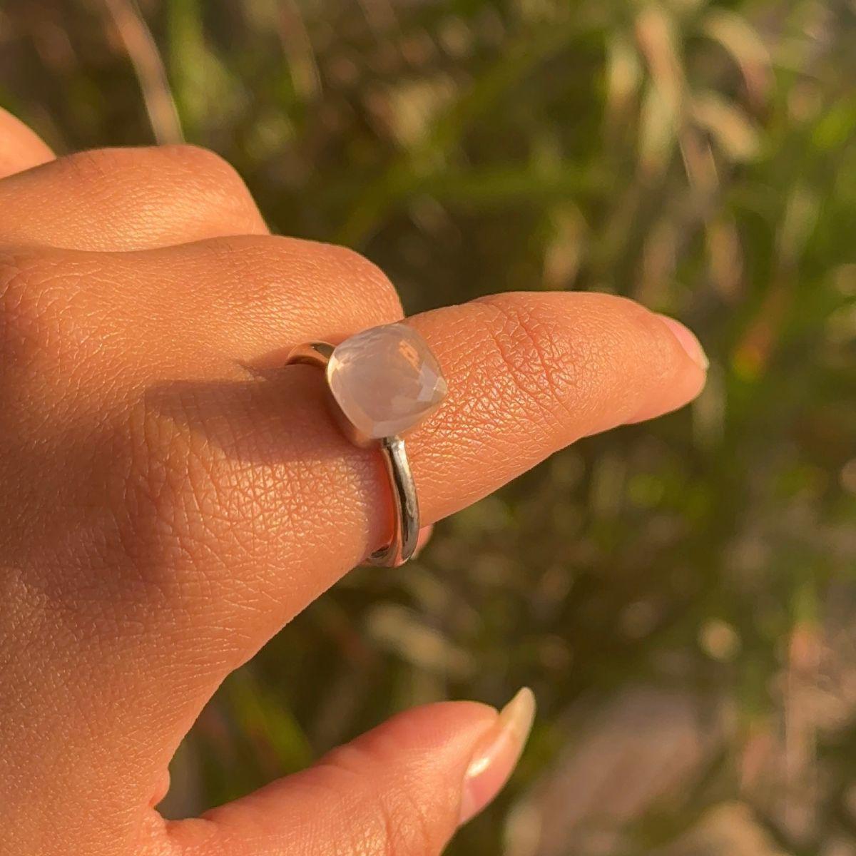 in vendita:  4,95 ct. Anello di quarzo rosa Single Stone di colore rosa chiaro per la mamma in argento 925 4