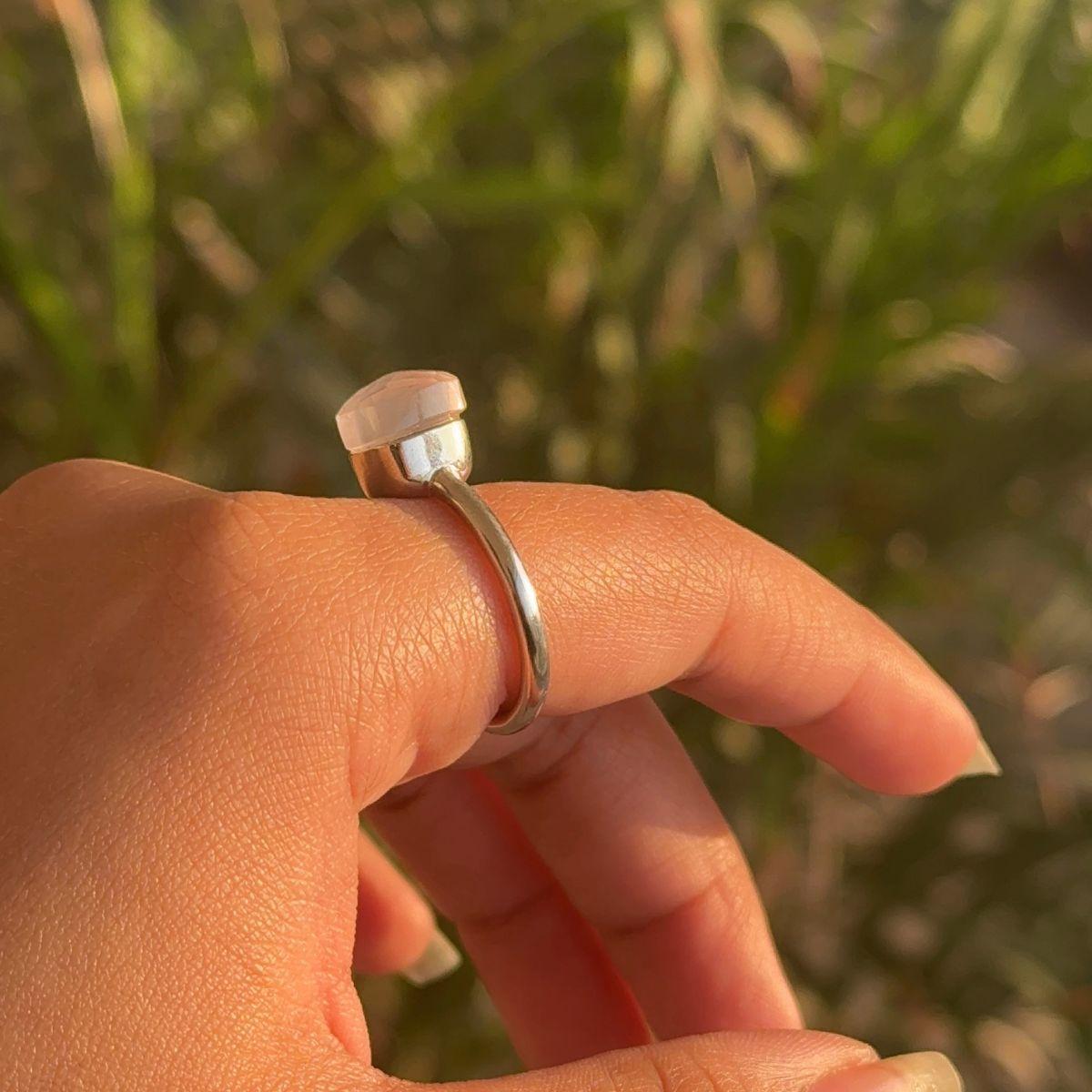 En vente :  4,95 ct. Bague en argent 925 pour maman en quartz rose avec une seule pierre de couleur rose clair 6