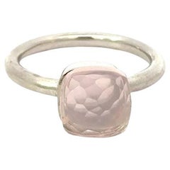 4,95 ct. Anello di quarzo rosa Single Stone di colore rosa chiaro per la mamma in argento 925