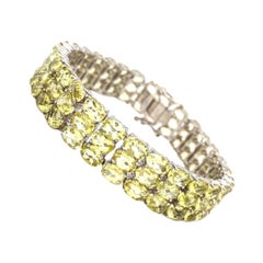 49.50 CT Lemon Topaz Gemstone Wide Women Bracelet for Wfe in 925 Sterling Silver