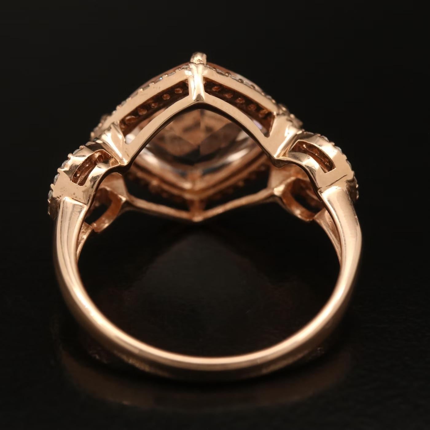 $4950 / Effy Blush 14K Rose Gold Morganite and Diamond Ring, 3.65 TCW In New Condition For Sale In Rancho Mirage, CA