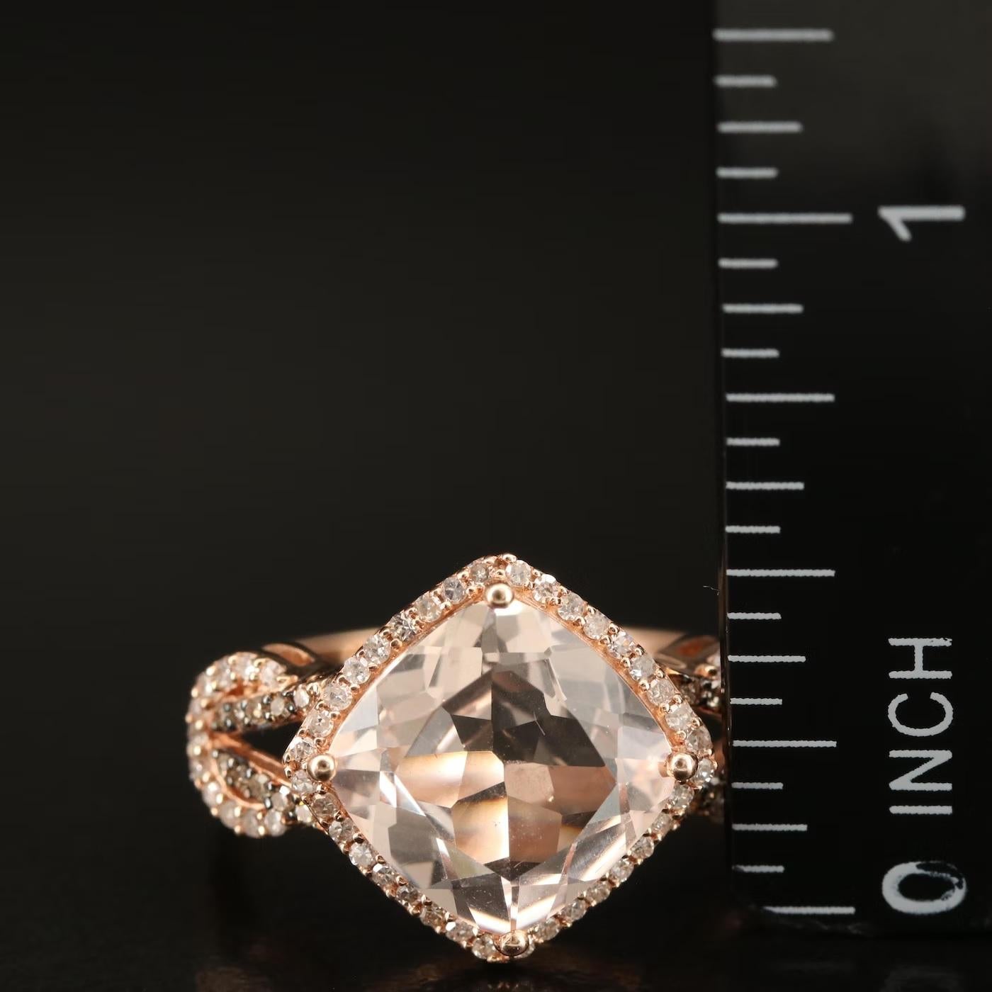 Women's $4950 / Effy Blush 14K Rose Gold Morganite and Diamond Ring, 3.65 TCW For Sale