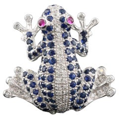 $4950 / New / Levian 3D Frog Pendant Brooch / Diamond, Sapphire & Ruby