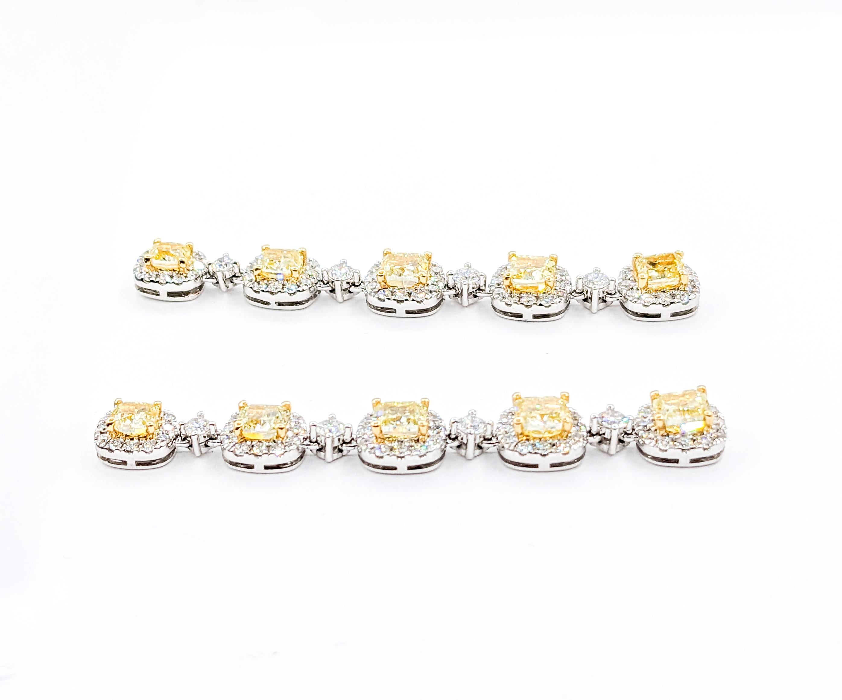 Women's 4.95ctw Fancy Yellow Diamond Halo Drop Earrings 18kt - 1.85