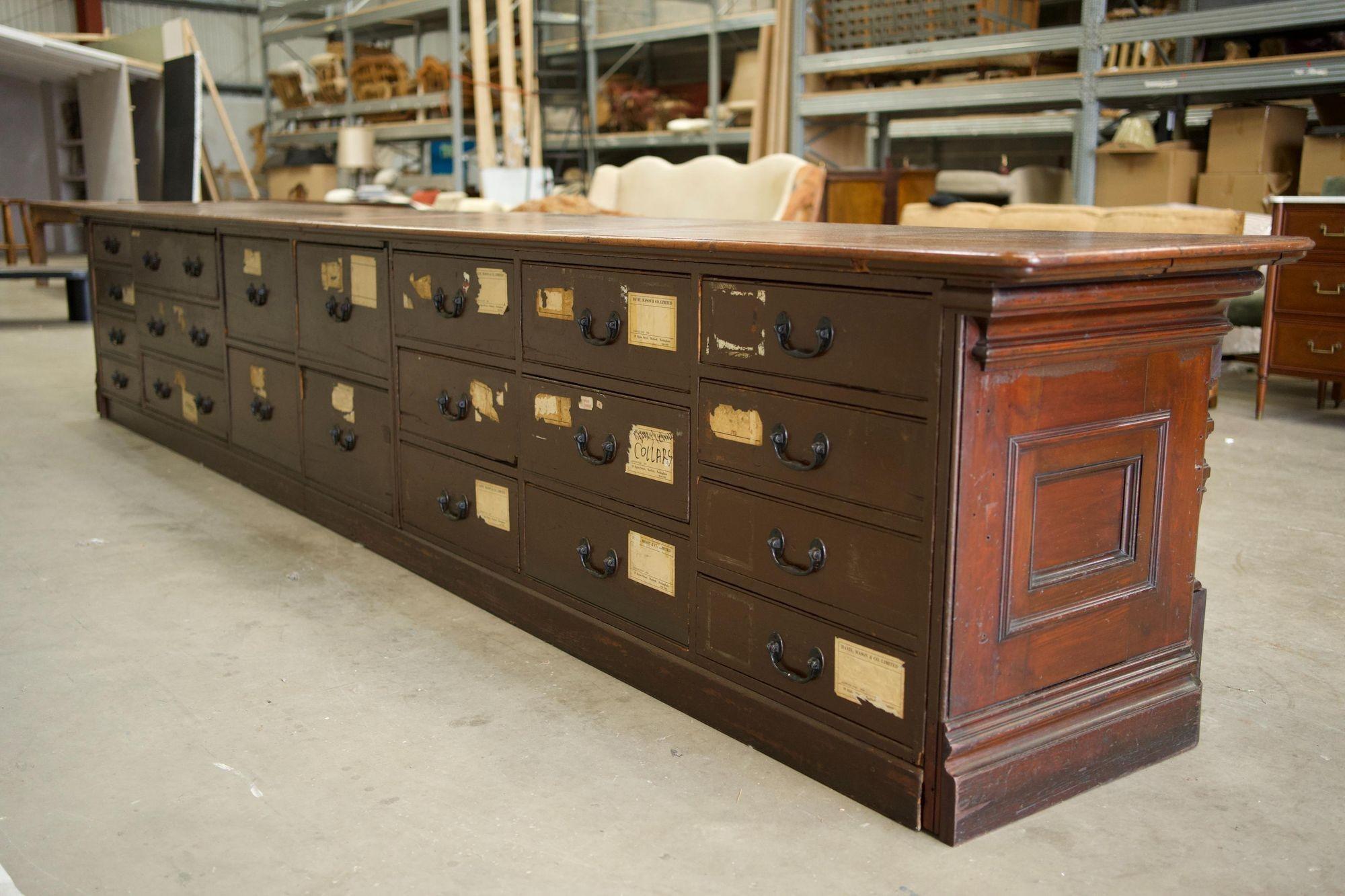 4.95m Victorian Haberdashery drawer counter For Sale 7