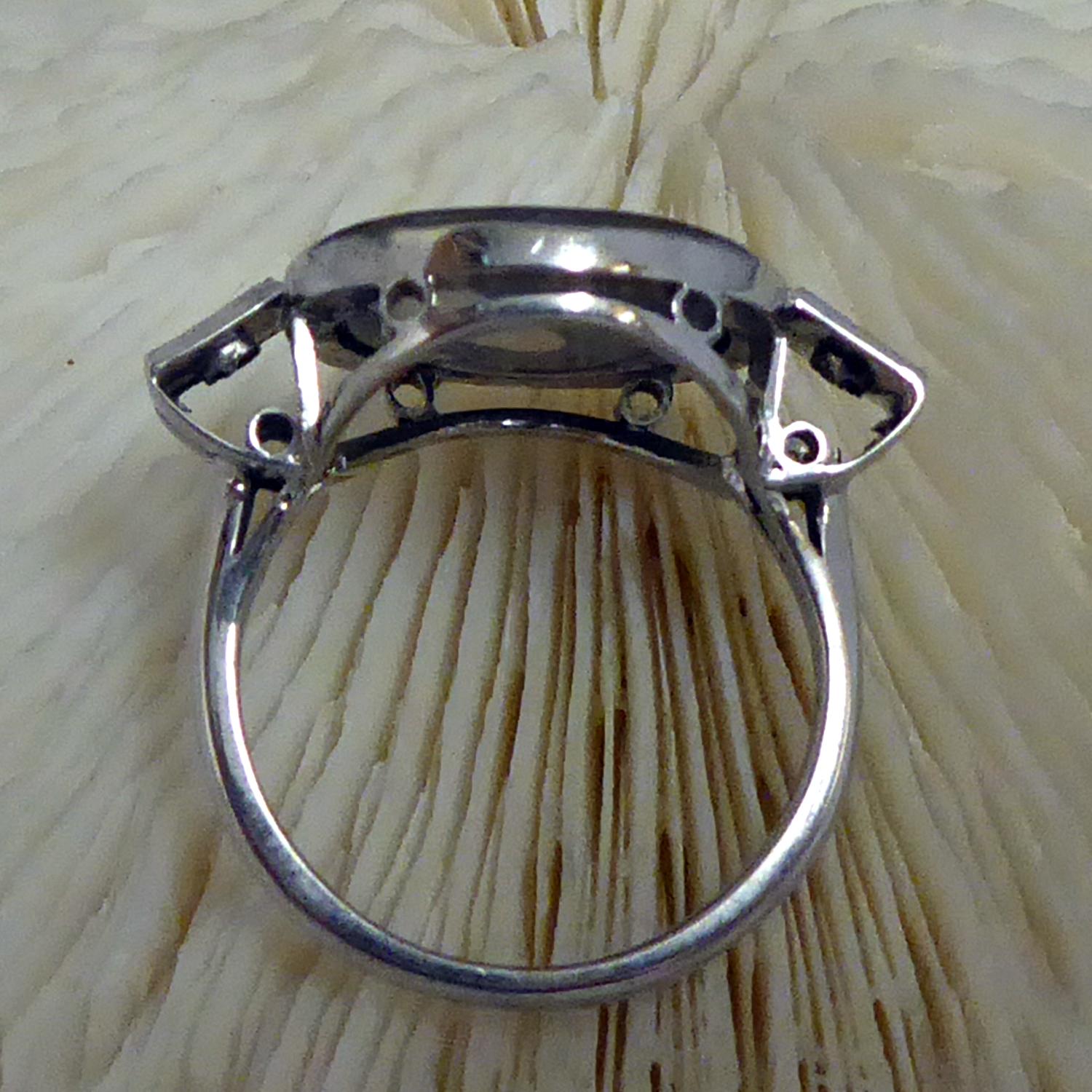 Cabochon 4.96 Carat Boulder Opal Ring with 0.16 Carat Diamond Set Shoulders
