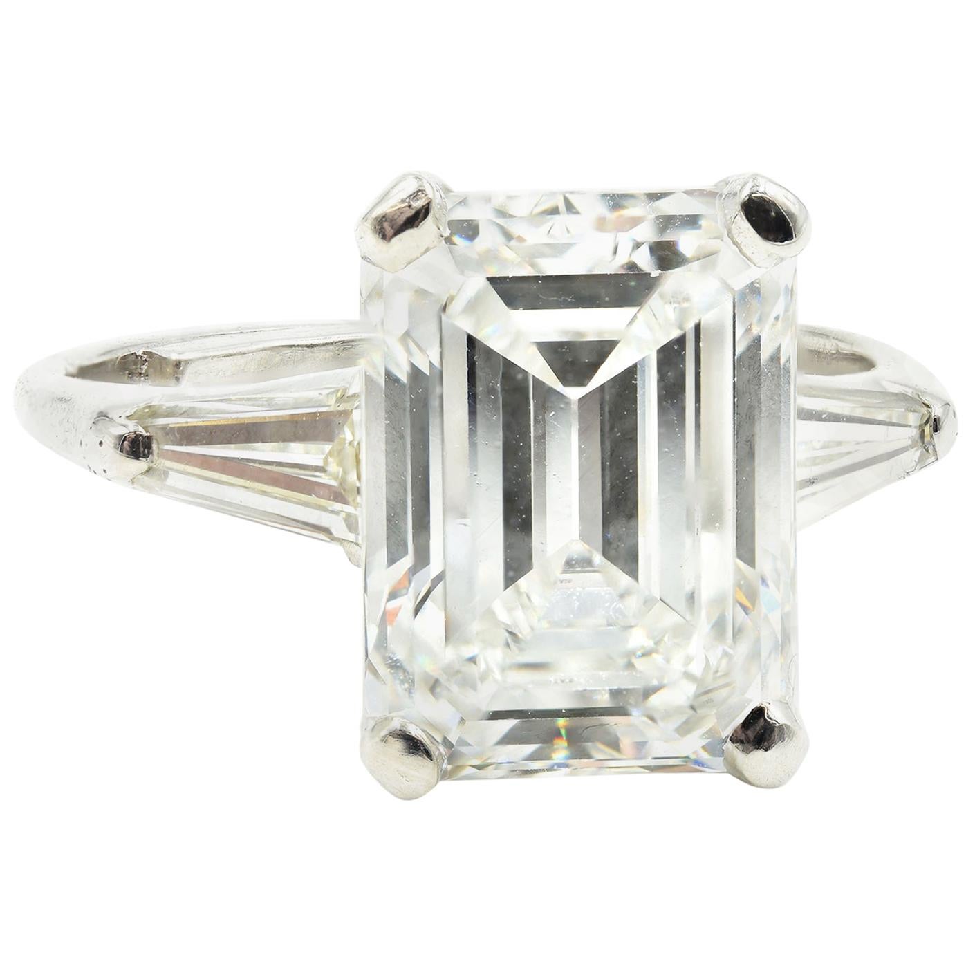 4.96 Carat Emerald Cut GIA Certified Diamond Engagement Ring Platinum