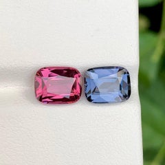 4.96 Carat Loose Opposite Color Spinel Pair Cushion Cut Natural Tanzanian Gems