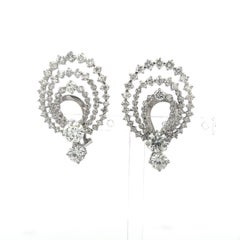 4,96 Karat Runder Brillant G VS Diamant 18 Karat Weißgold Clip On Ohrringe