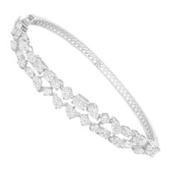 4.96 Carat SI Clarity HI Color Diamond Curve Bangle Bracelet 14 Karat White Gold