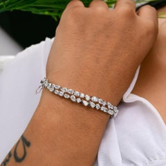 4.96 Carat SI Clarity HI Color Diamond Curve Bangle Bracelet 18 Karat White Gold