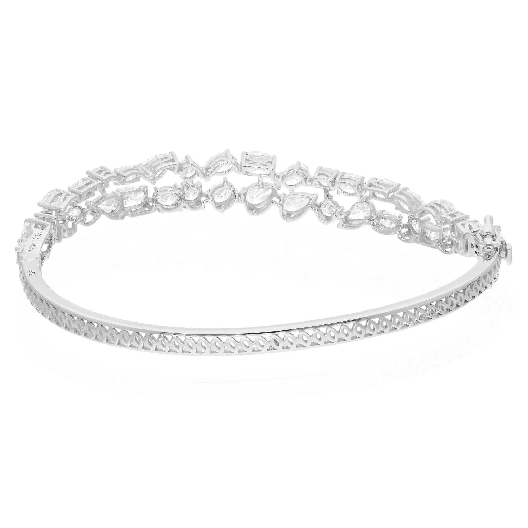 Moderno 4,96 Carati SI Chiarezza HI Colore Diamante Bracciale Curva Oro Bianco 18 Carati in vendita