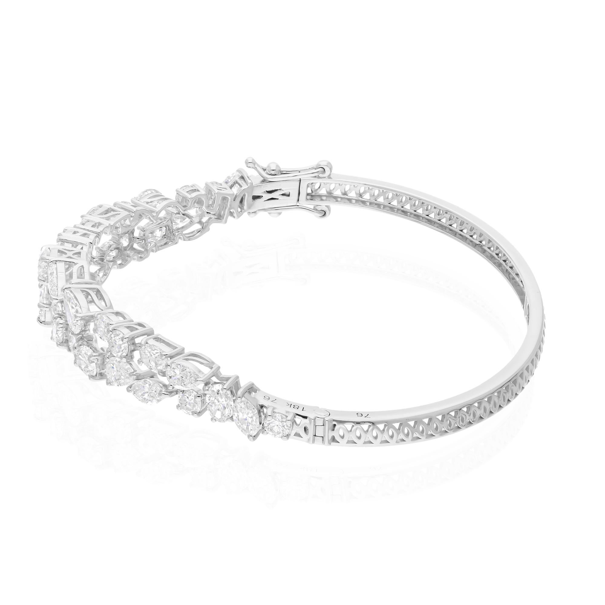 Taglio a goccia 4,96 Carati SI Chiarezza HI Colore Diamante Bracciale Curva Oro Bianco 18 Carati in vendita