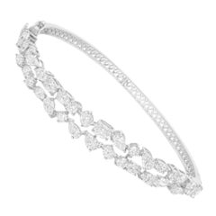 4.96 Carat SI Clarity HI Color Diamond Curve Bangle Bracelet 18 Karat White Gold