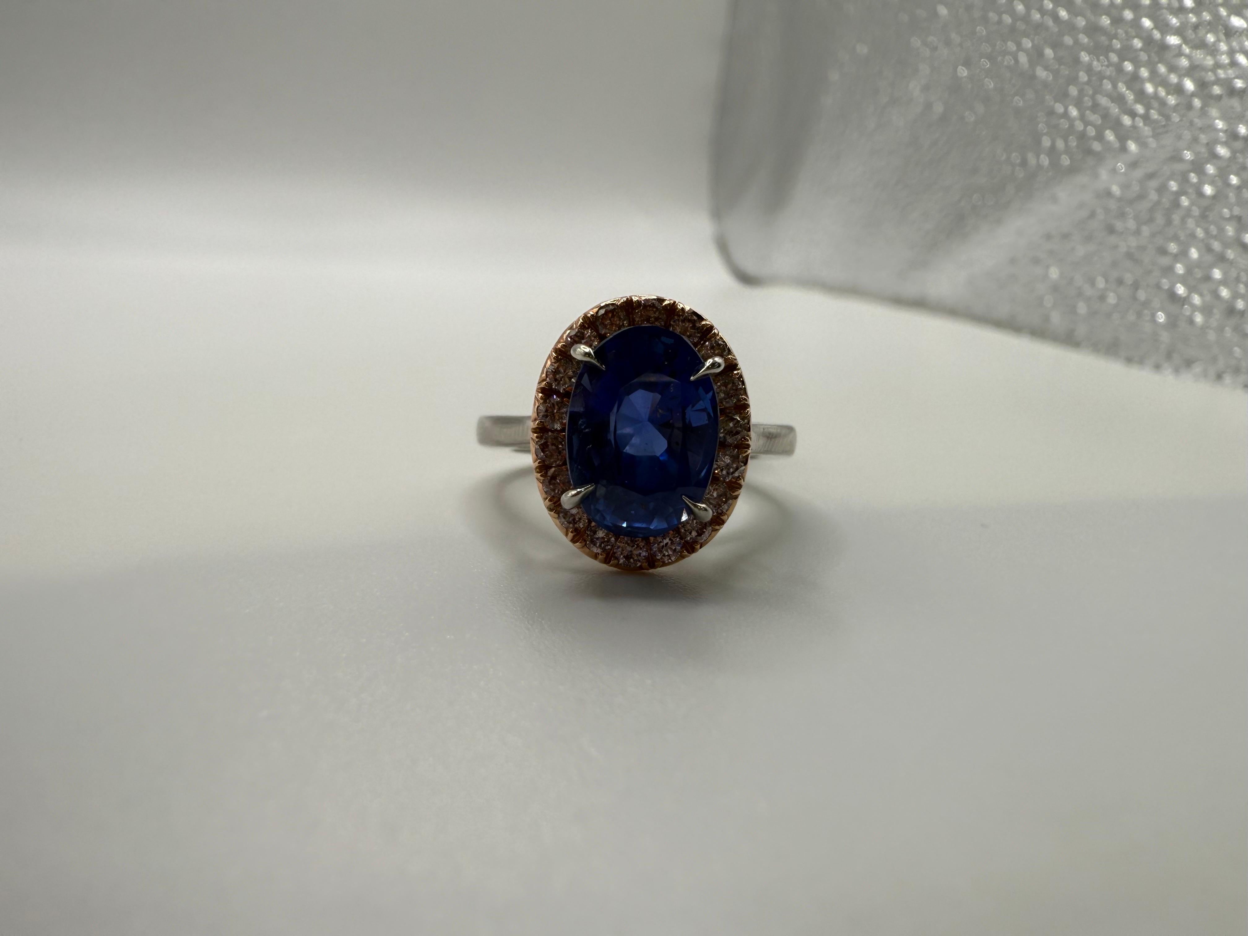 4,96ct GIA zertifiziert UNHEATED Saphir Diamant Ring Sri Lanka Herkunft (Ovalschliff) im Angebot