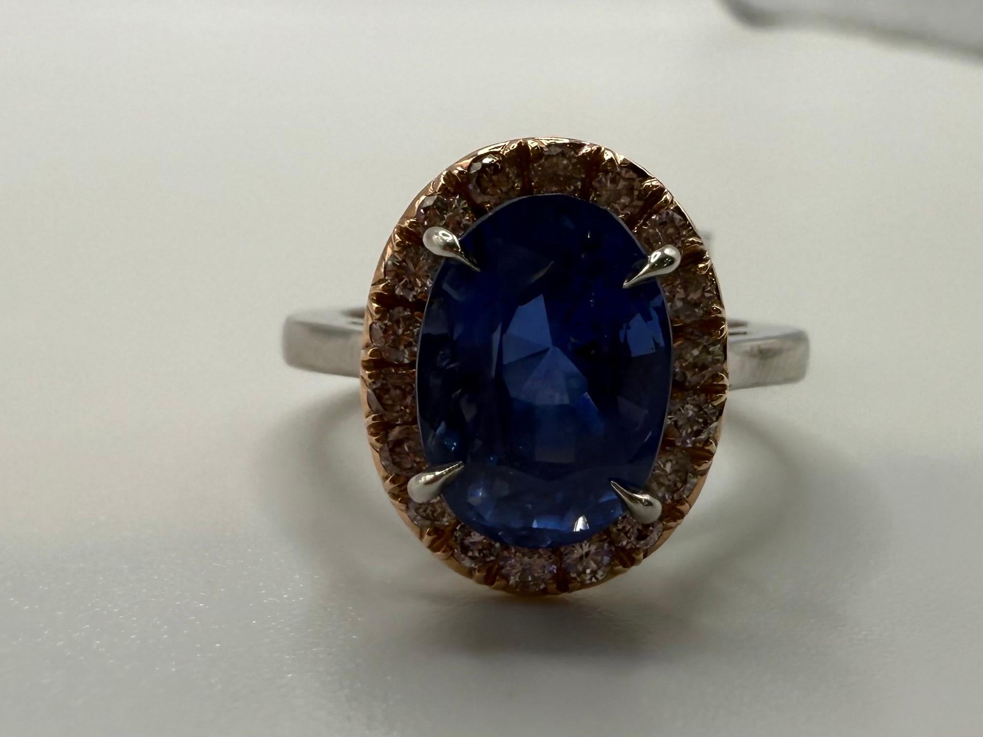 4,96ct GIA zertifiziert UNHEATED Saphir Diamant Ring Sri Lanka Herkunft für Damen oder Herren im Angebot