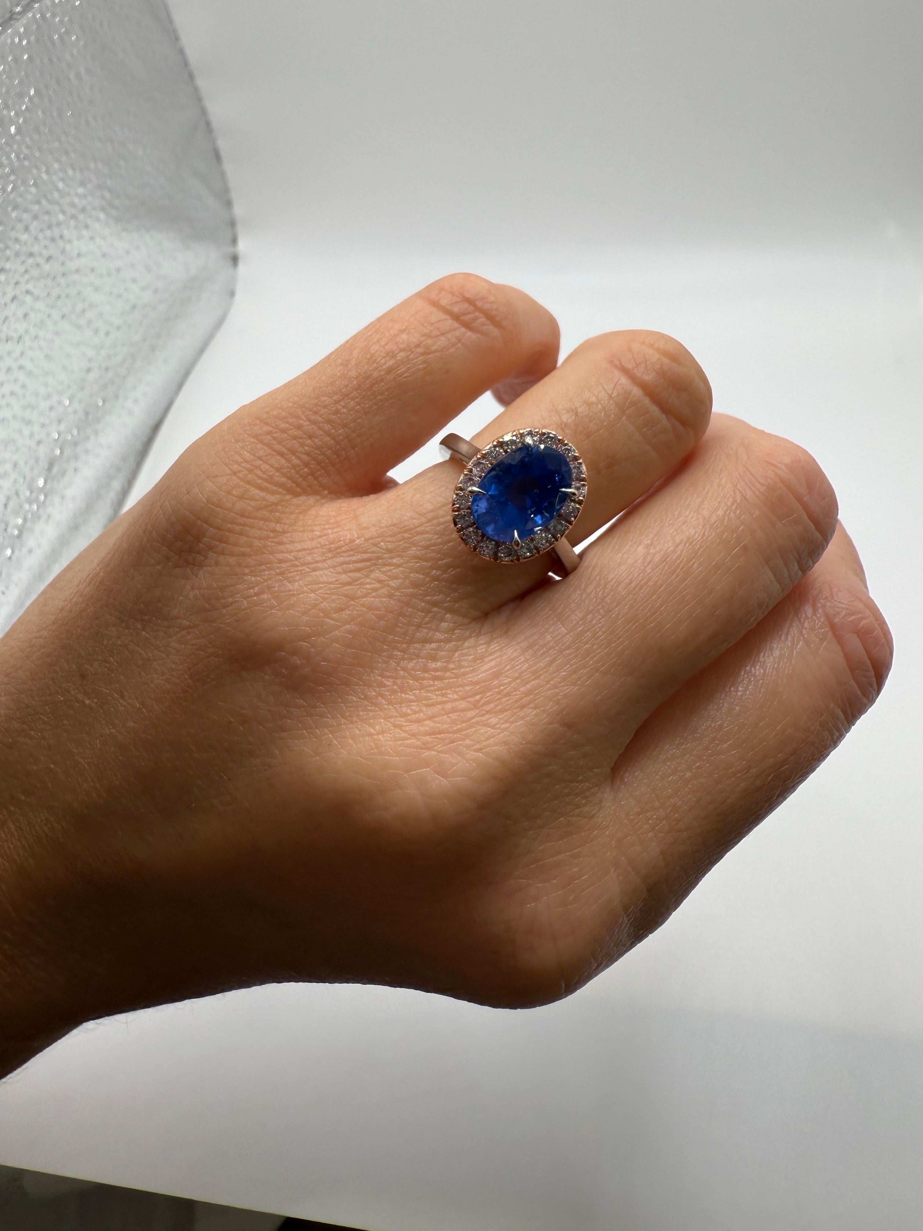 4,96ct GIA zertifiziert UNHEATED Saphir Diamant Ring Sri Lanka Herkunft im Angebot 1