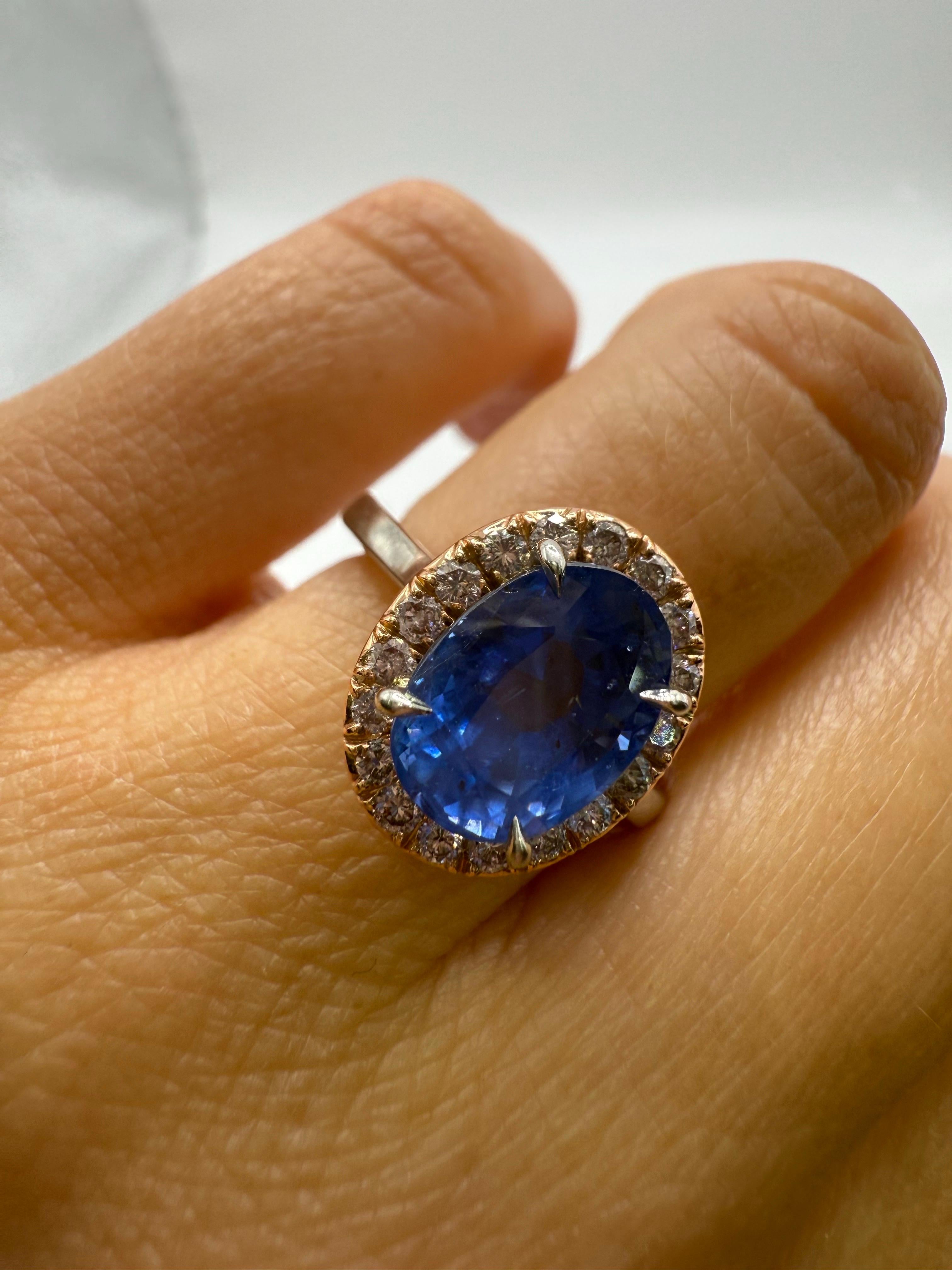 4,96ct GIA zertifiziert UNHEATED Saphir Diamant Ring Sri Lanka Herkunft im Angebot 2