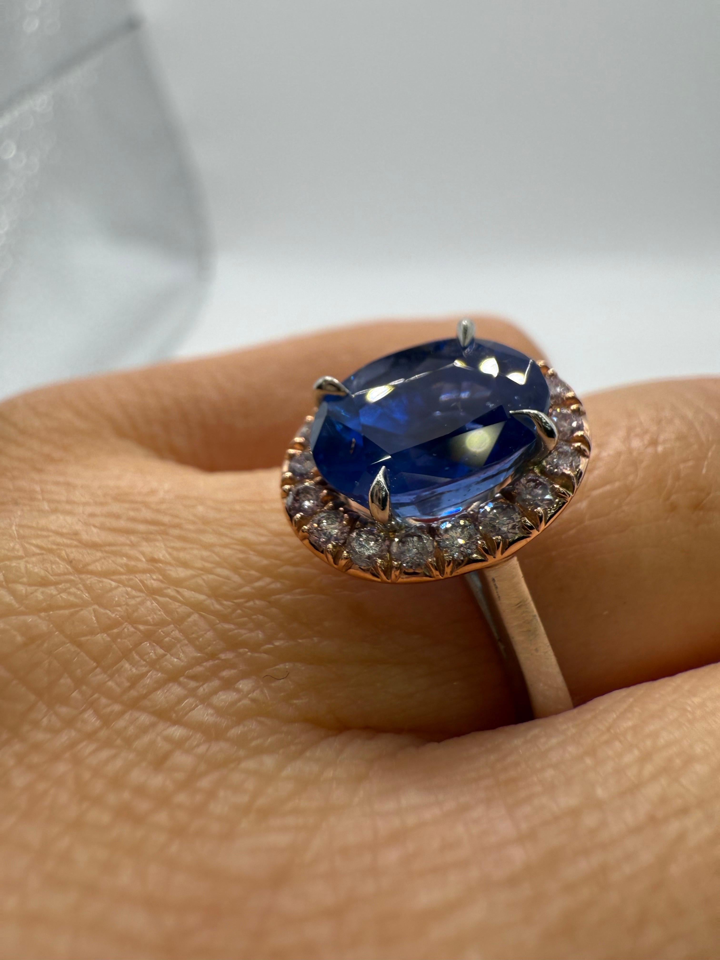 4,96ct GIA zertifiziert UNHEATED Saphir Diamant Ring Sri Lanka Herkunft im Angebot 4