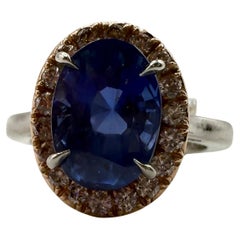 4,96ct GIA zertifiziert UNHEATED Saphir Diamant Ring Sri Lanka Herkunft