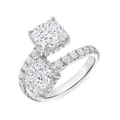 4.96CTW Toi Et Moi Hidden Halo Cushion Diamond Ring in Platinum