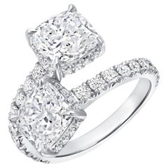 4.96CTW Toi Et Moi Hidden Halo Cushion Diamond Ring in Platinum