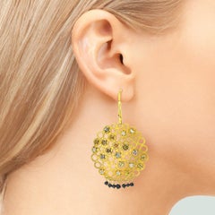 4.96ctw Fancy Color Diamonds 14K Concentric Circles Earrings