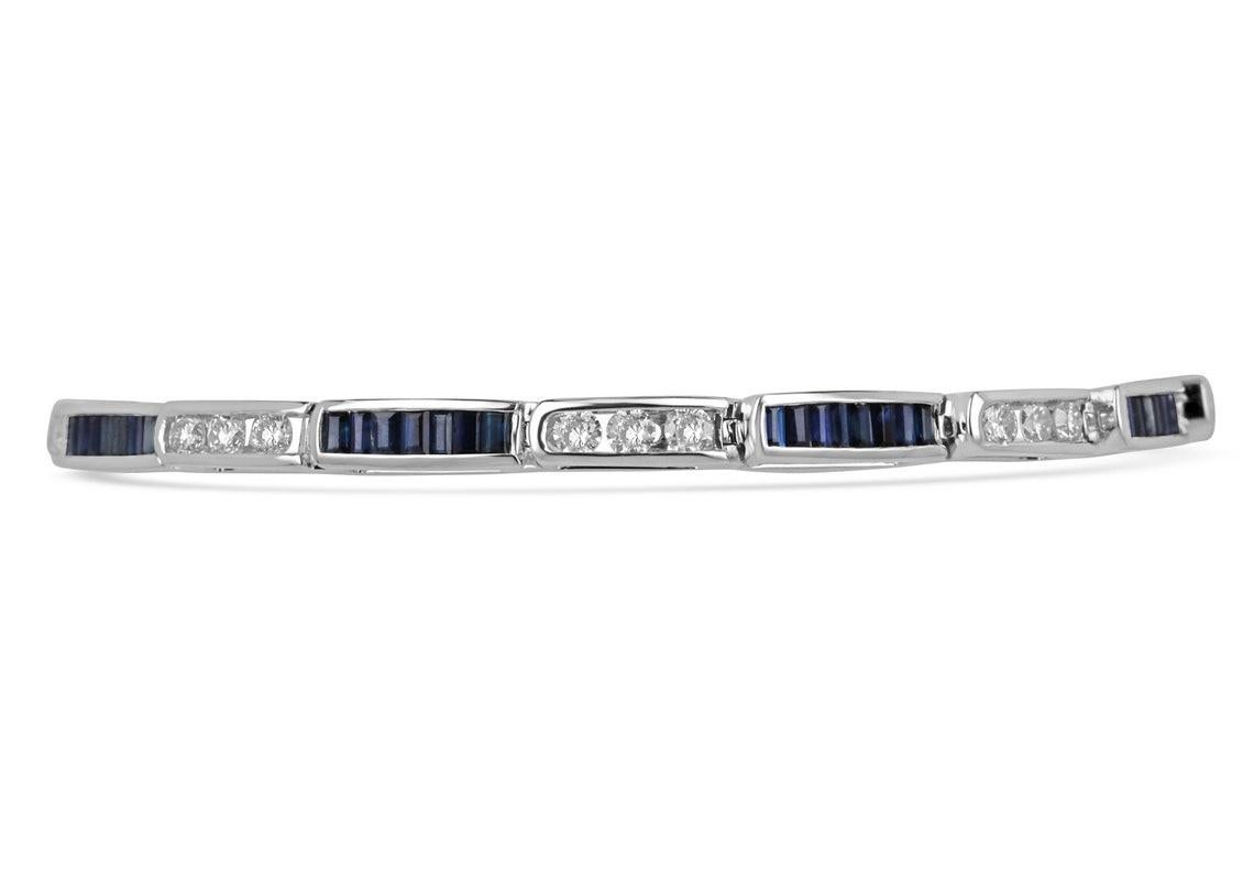 4.96tcw 14K White Gold Sapphire & Diamond Bracelet Unisex Dark Blue Sapphire