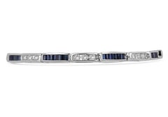 4.96tcw 14K White Gold Sapphire & Diamond Bracelet Unisex Dark Blue Sapphire