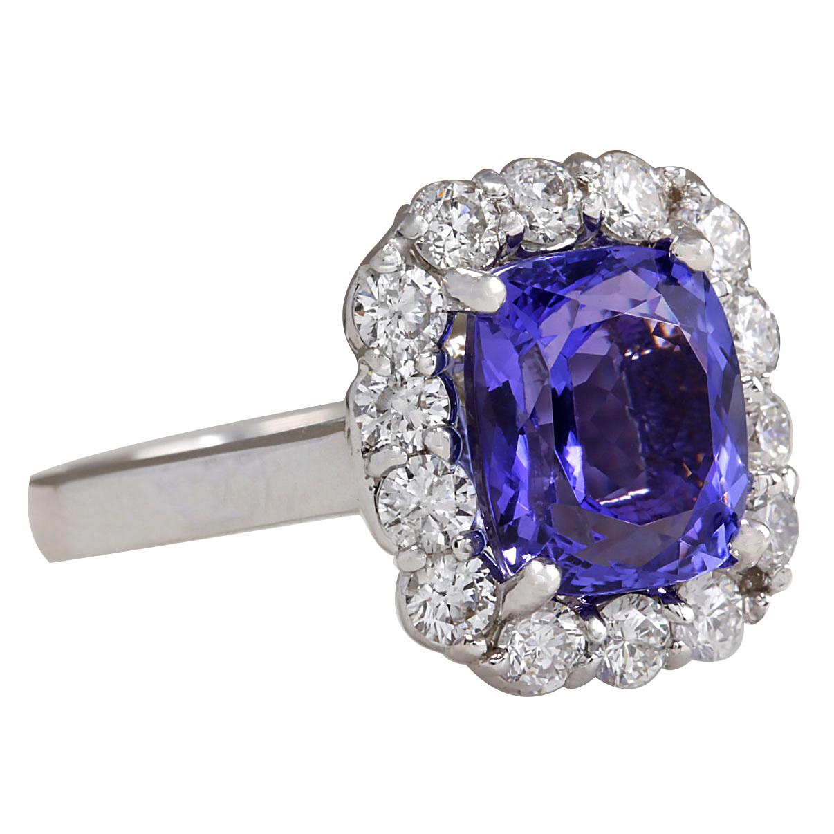 Stamped: 14K White Gold
Total Ring Weight: 5.5 Grams
Total Natural Tanzanite Weight is 3.92 Carat (Measures: 10.00x8.00 mm)
Color: Blue
Total Natural Diamond Weight is 1.05 Carat
Color: F-G, Clarity: VS2-SI1
Face Measures: 14.80x13.40 mm
Sku: