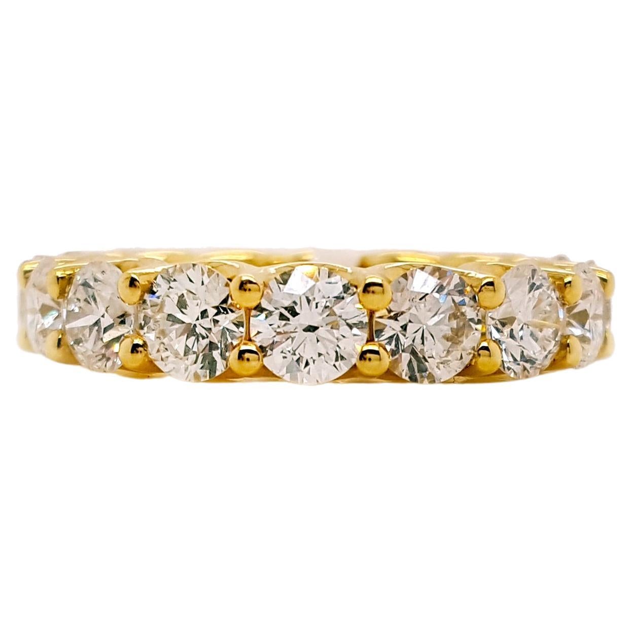 4.97 Carat Round Brilliant Cut Diamond Eternity Band Set in 18K Yellow Gold For Sale