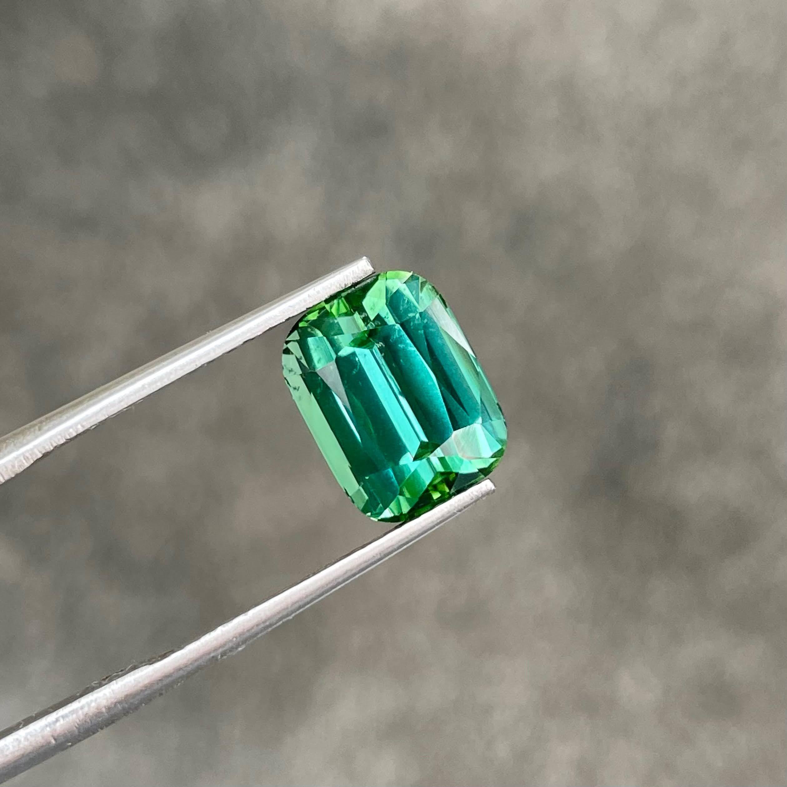 Women's or Men's 4.97 carats Greenish Blue Loose Tourmaline Cushion Cut Natural Afghani Gemstone For Sale