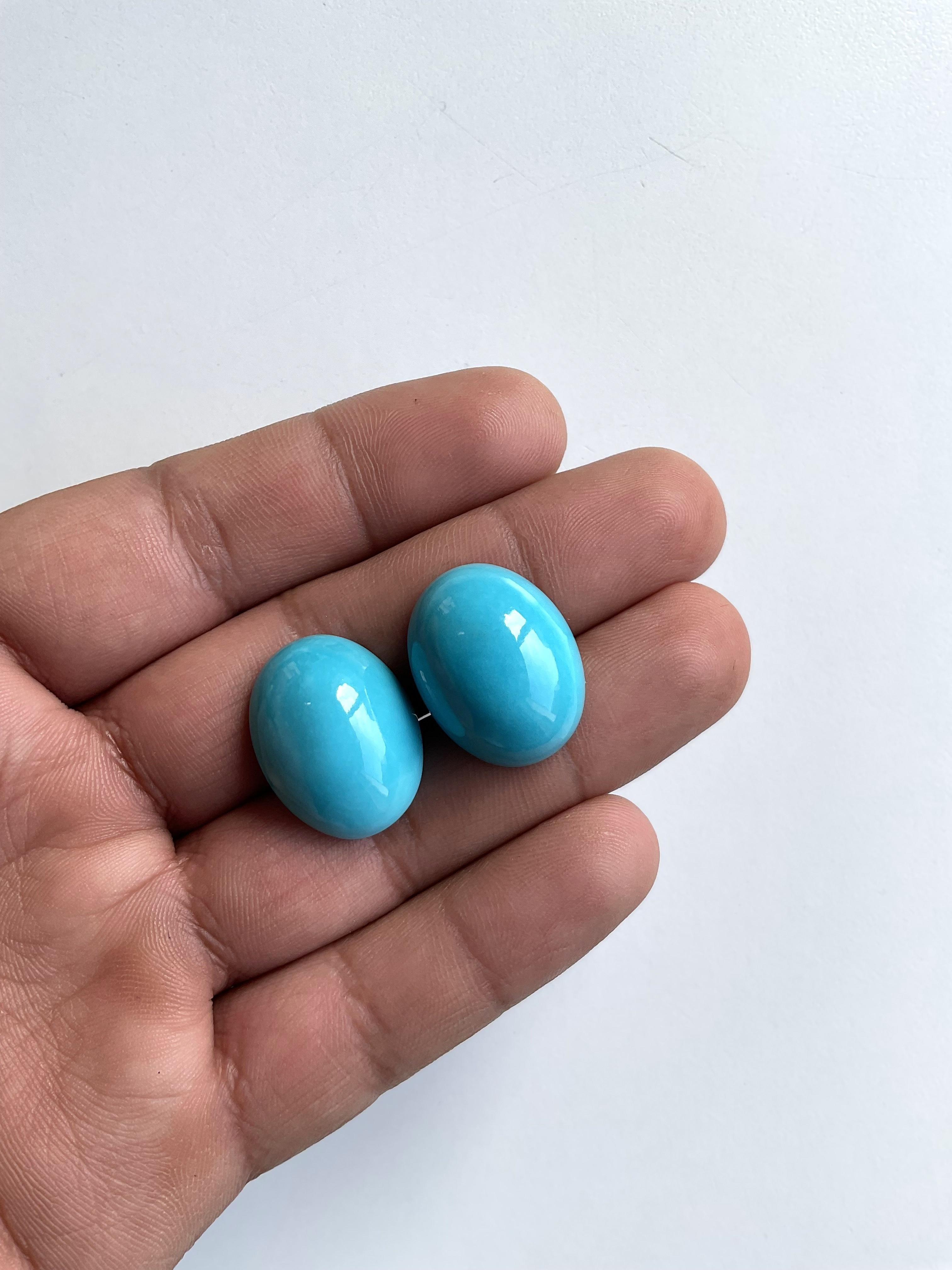 49,70 Karat Türkis Arizona Cabochons 2 Pieces Paar für Schmuck natürlichen Edelstein im Angebot 1