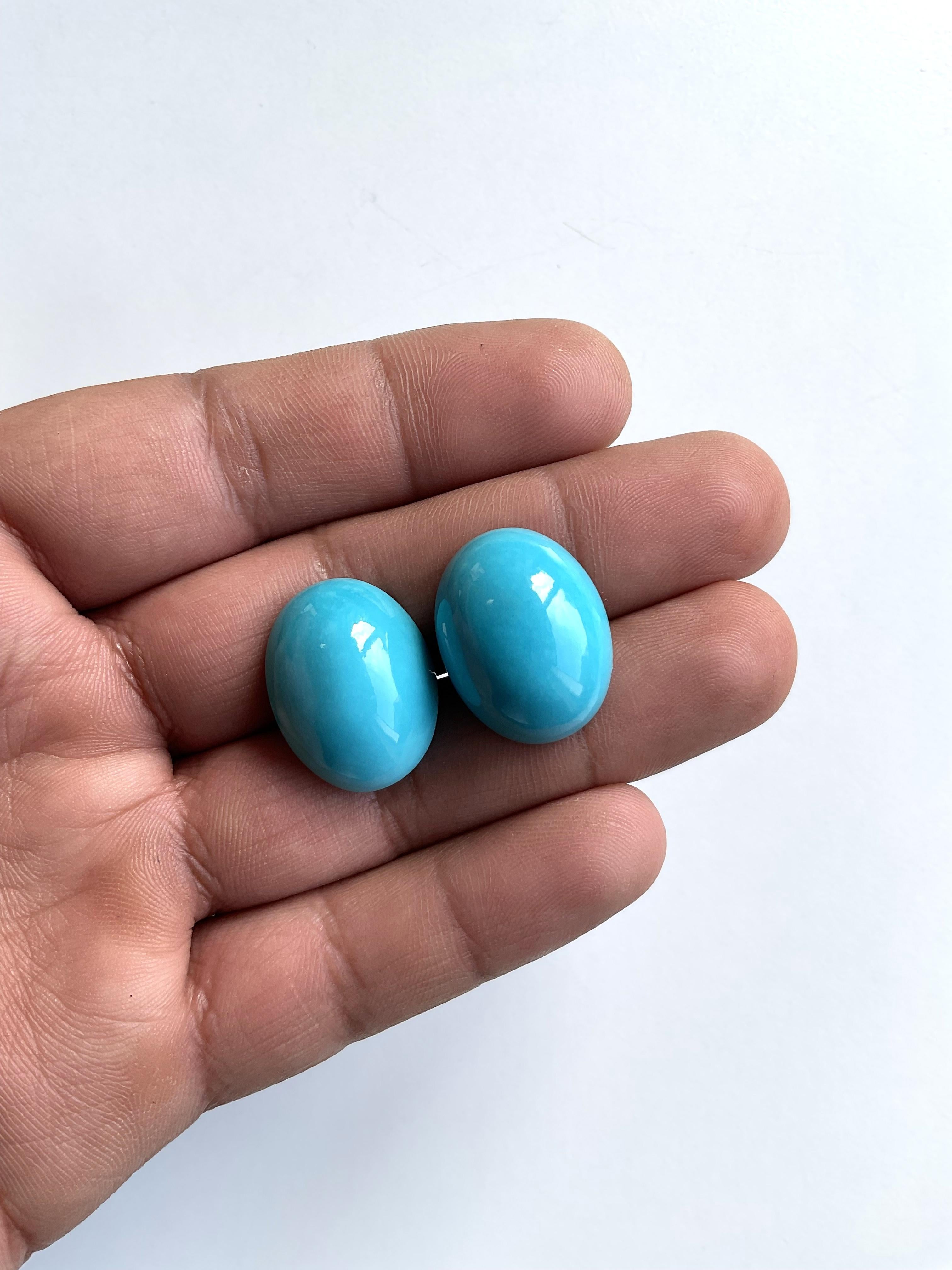 49,70 Karat Türkis Arizona Cabochons 2 Pieces Paar für Schmuck natürlichen Edelstein im Angebot 2