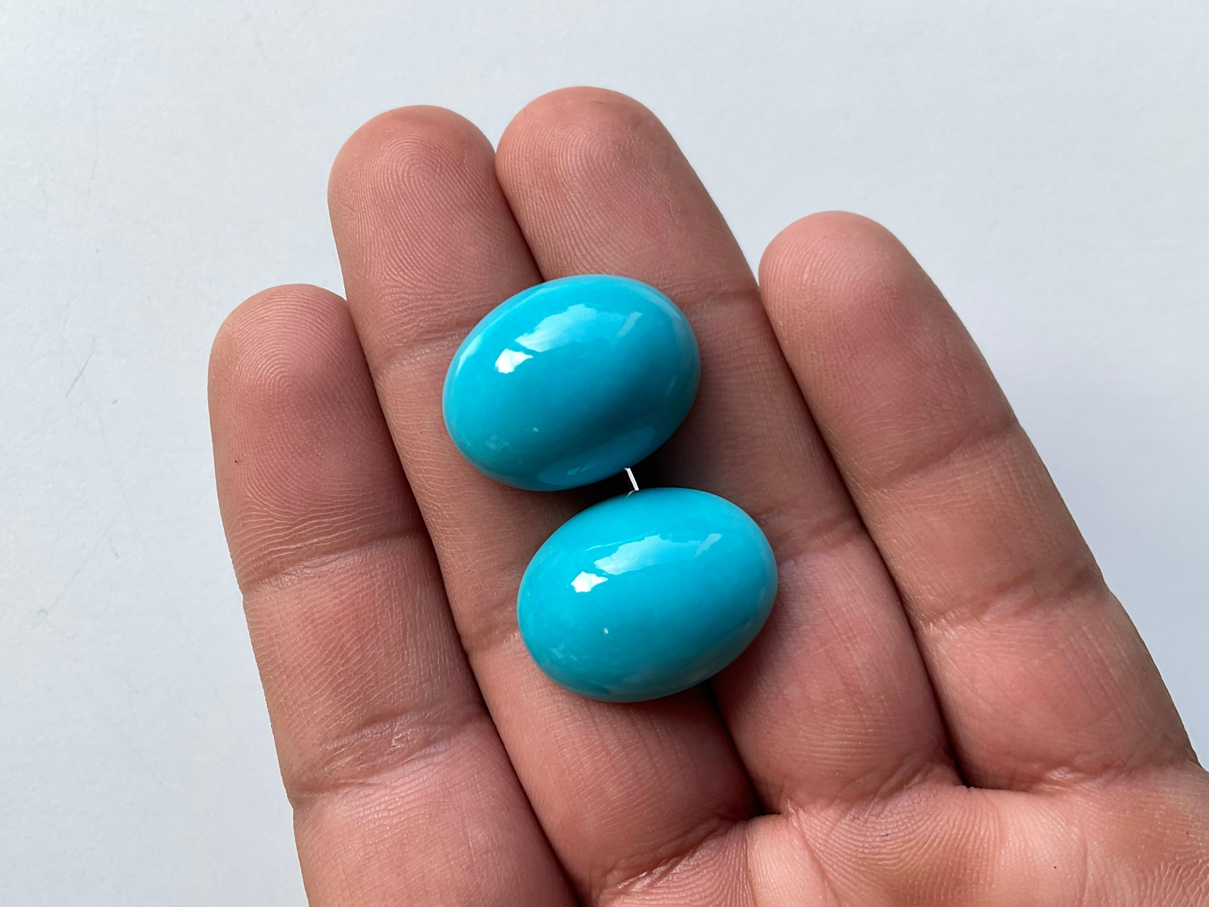 49,70 Karat Türkis Arizona Cabochons 2 Pieces Paar für Schmuck natürlichen Edelstein im Angebot 3