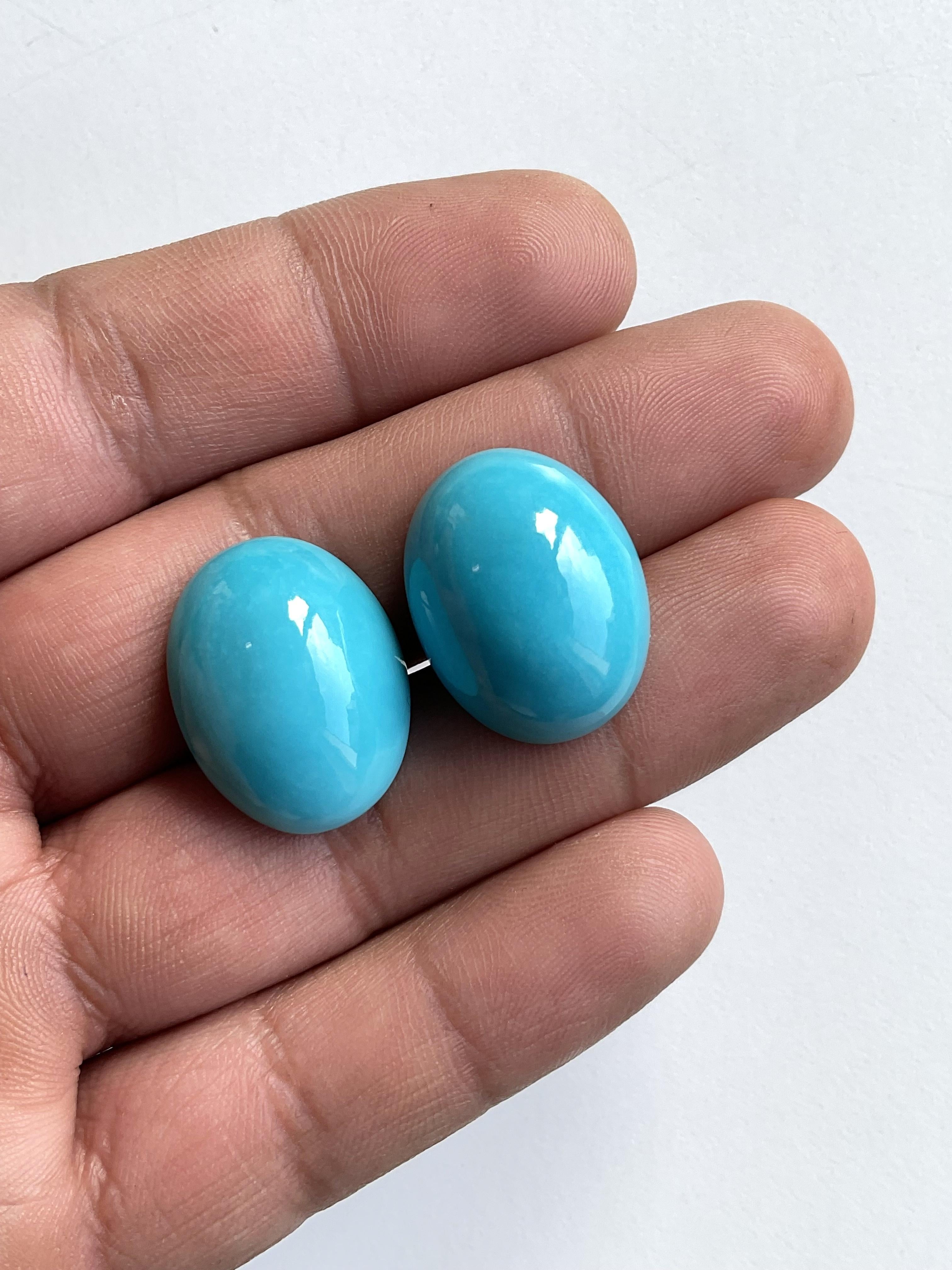 49,70 Karat Türkis Arizona Cabochons 2 Pieces Paar für Schmuck natürlichen Edelstein im Angebot 4