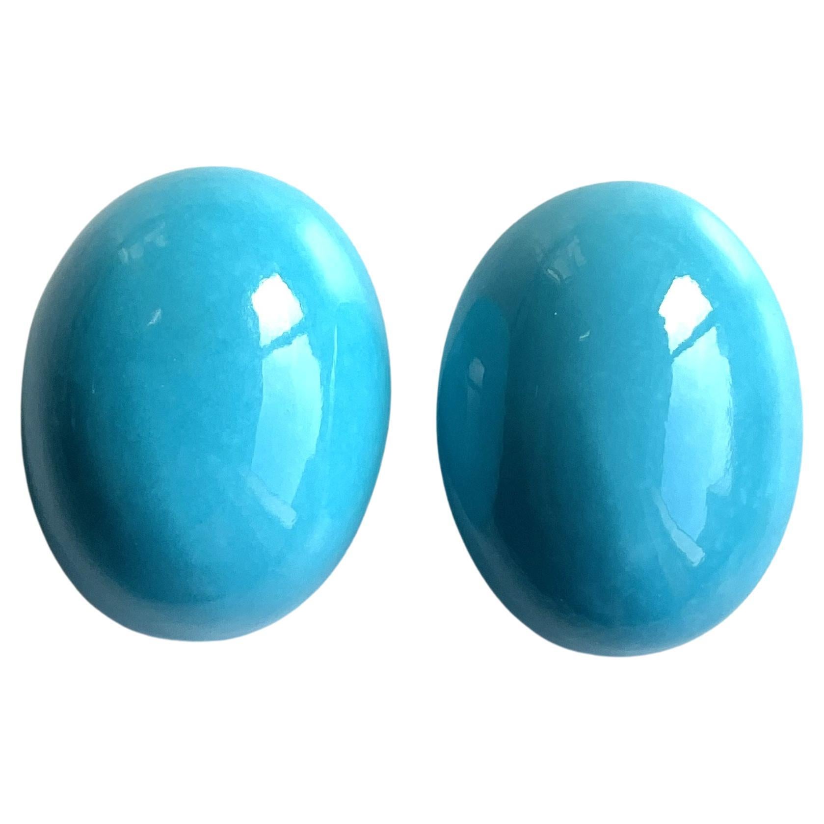 49.70 Carats Turquoise Arizona Cabochons 2 Pieces Pair For Jewelry Natural Gem