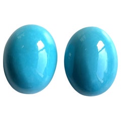 49.70 Carats Turquoise Arizona Cabochons 2 Pieces Pair For Jewelry Natural Gem