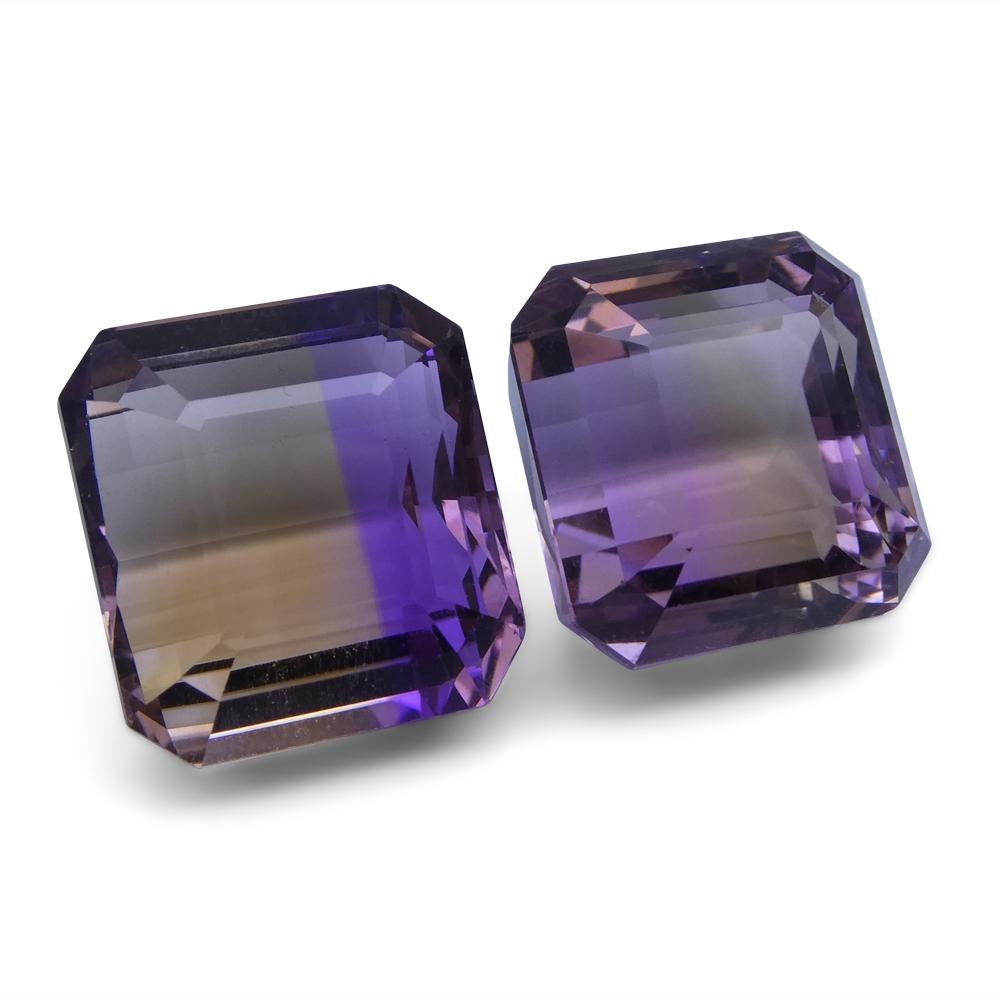 49.73 ct Pair Emerald Cut Ametrine In New Condition For Sale In Toronto, Ontario