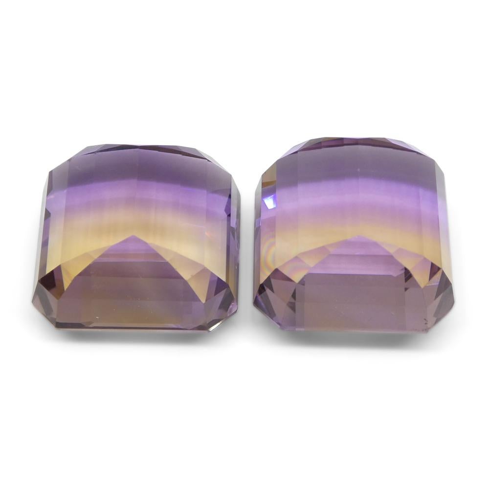 Paire d'amétrine taille émeraude 49,73 carats, 100 % naturelle, pierre unique très rare en vente 3