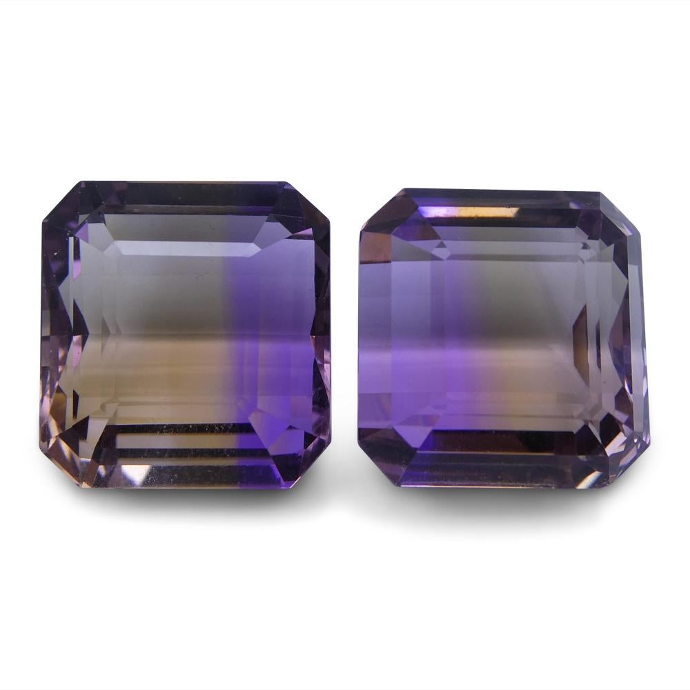 Paire d'amétrine taille émeraude 49,73 carats, 100 % naturelle, pierre unique très rare en vente 4