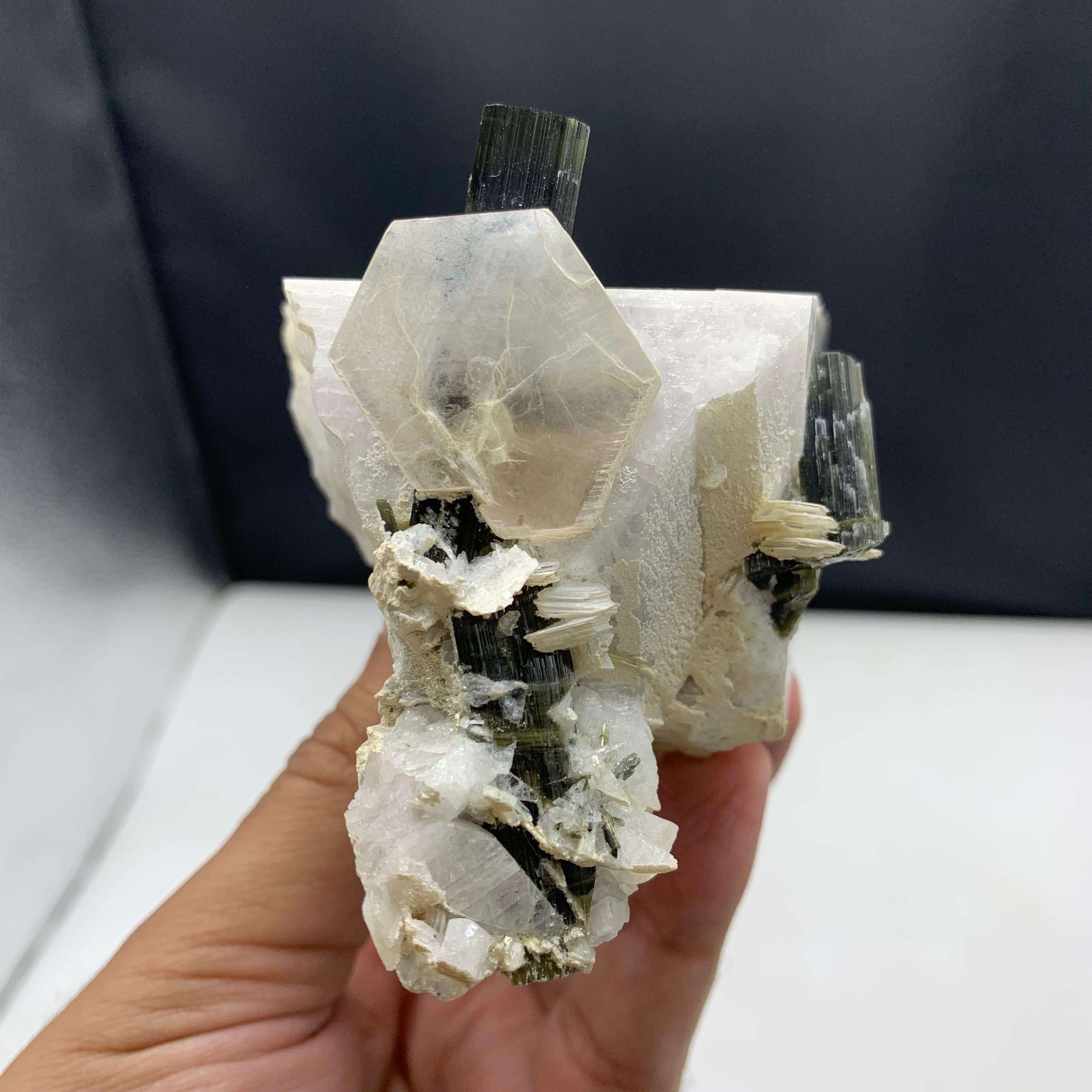 497.97 Gram Tourmaline Attach With Albite and Feldspar Specimen From Pakistan For Sale 3