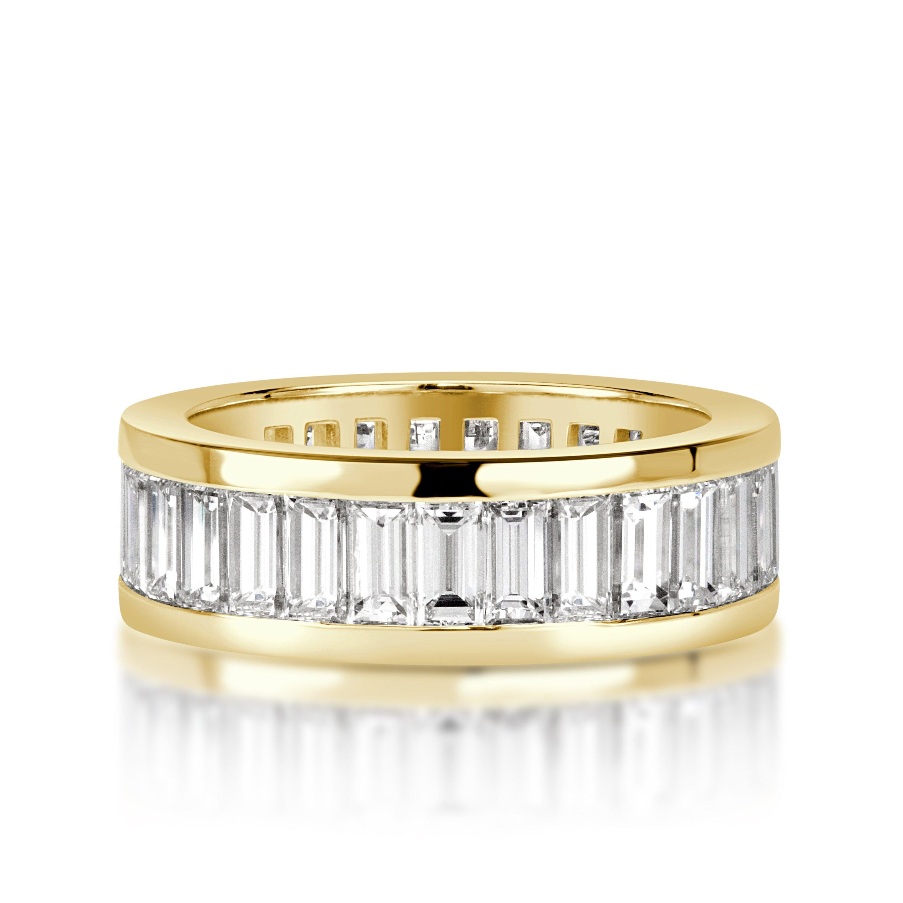 4.97ct Baguette Cut Diamond Eternity Band in 18k Yellow Gold For Sale