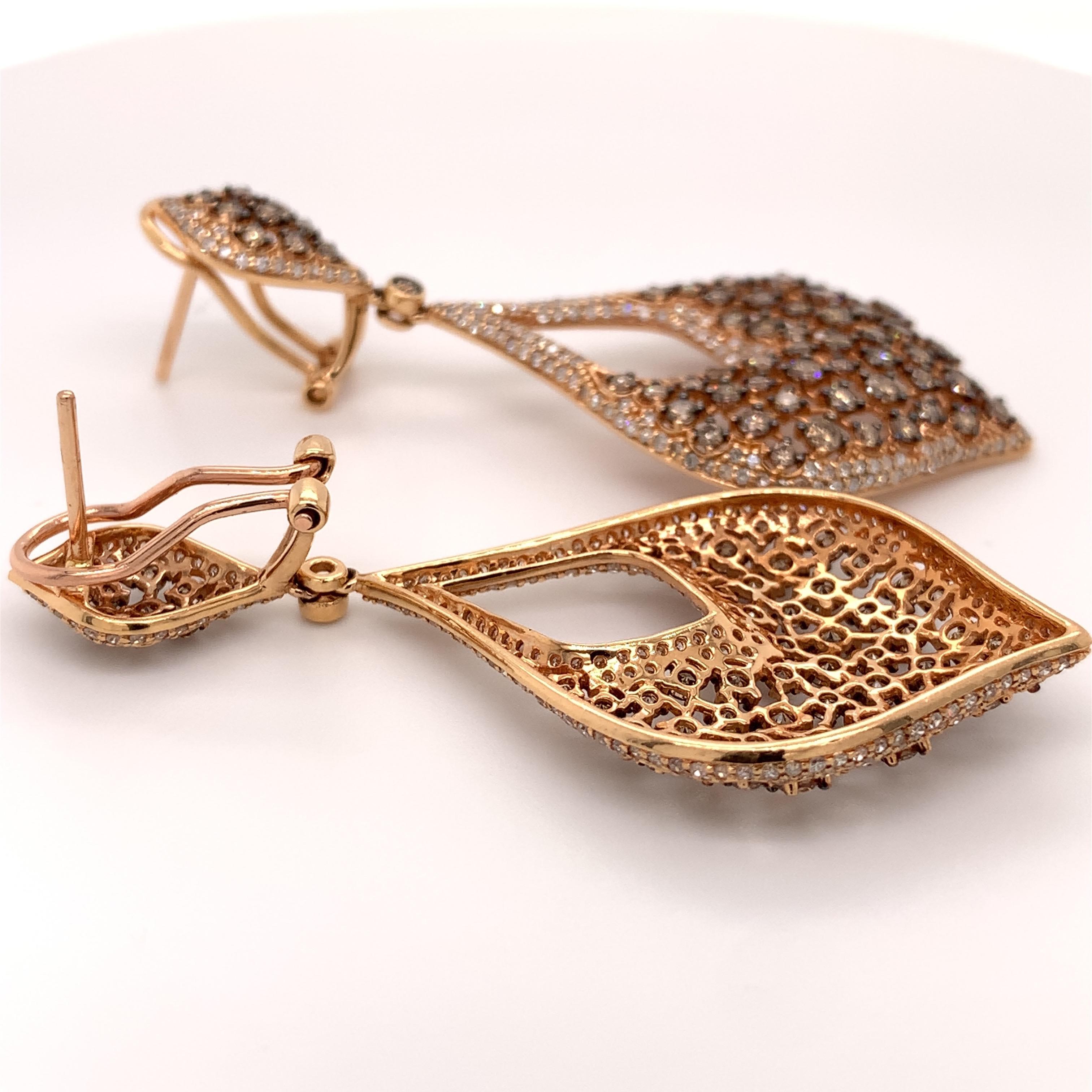 Contemporary 4.98 Carat Brown Diamond Chandelier Earrings