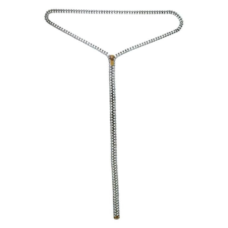 4.98 Carat Diamond White Gold Long Zipper Necklace