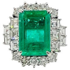 4.98 Carat Emerald and White Diamond Ring in Platinum