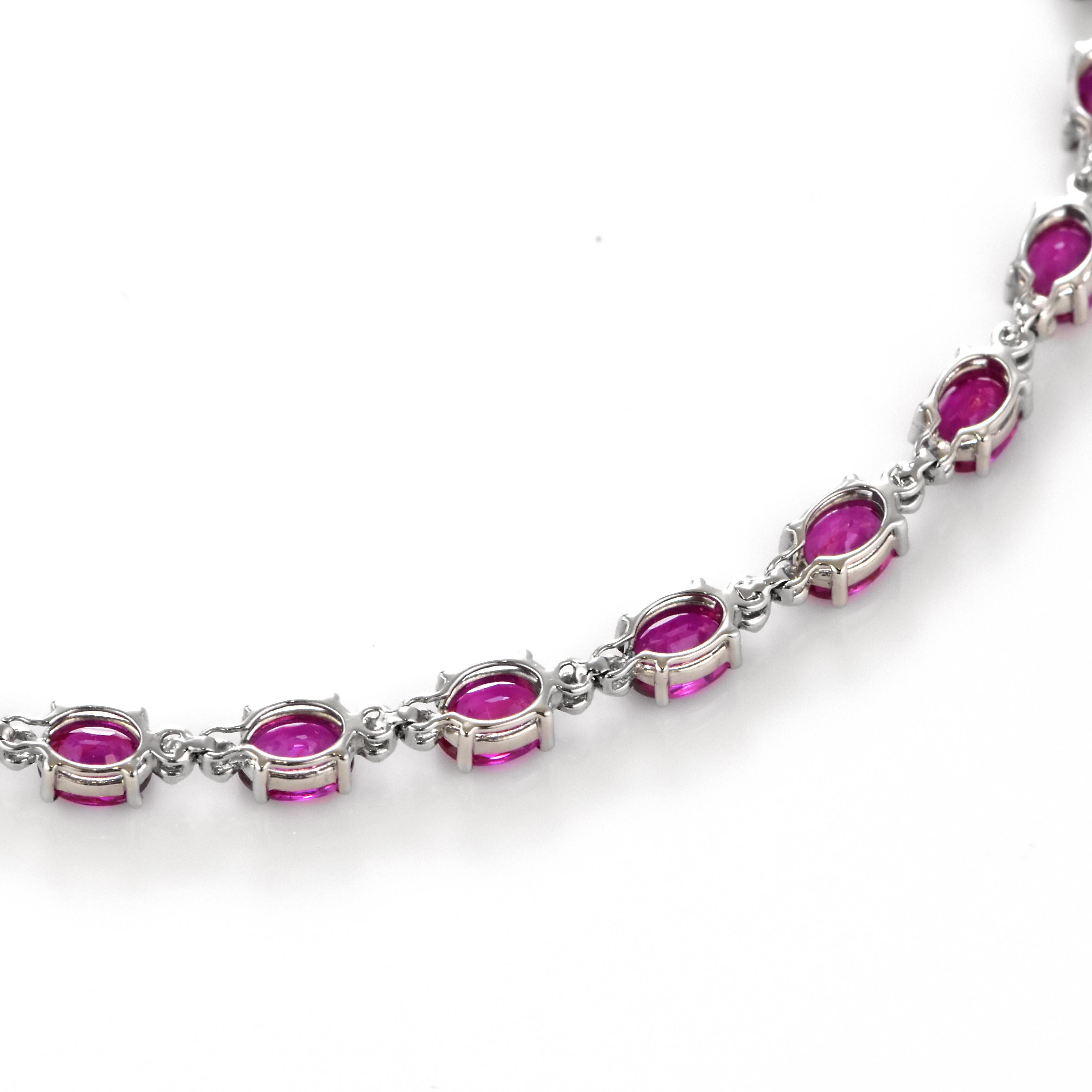 Women's 4.98 Carat Natural Unheated Rubies and Diamond Bracelet Made in Platinum For Sale
