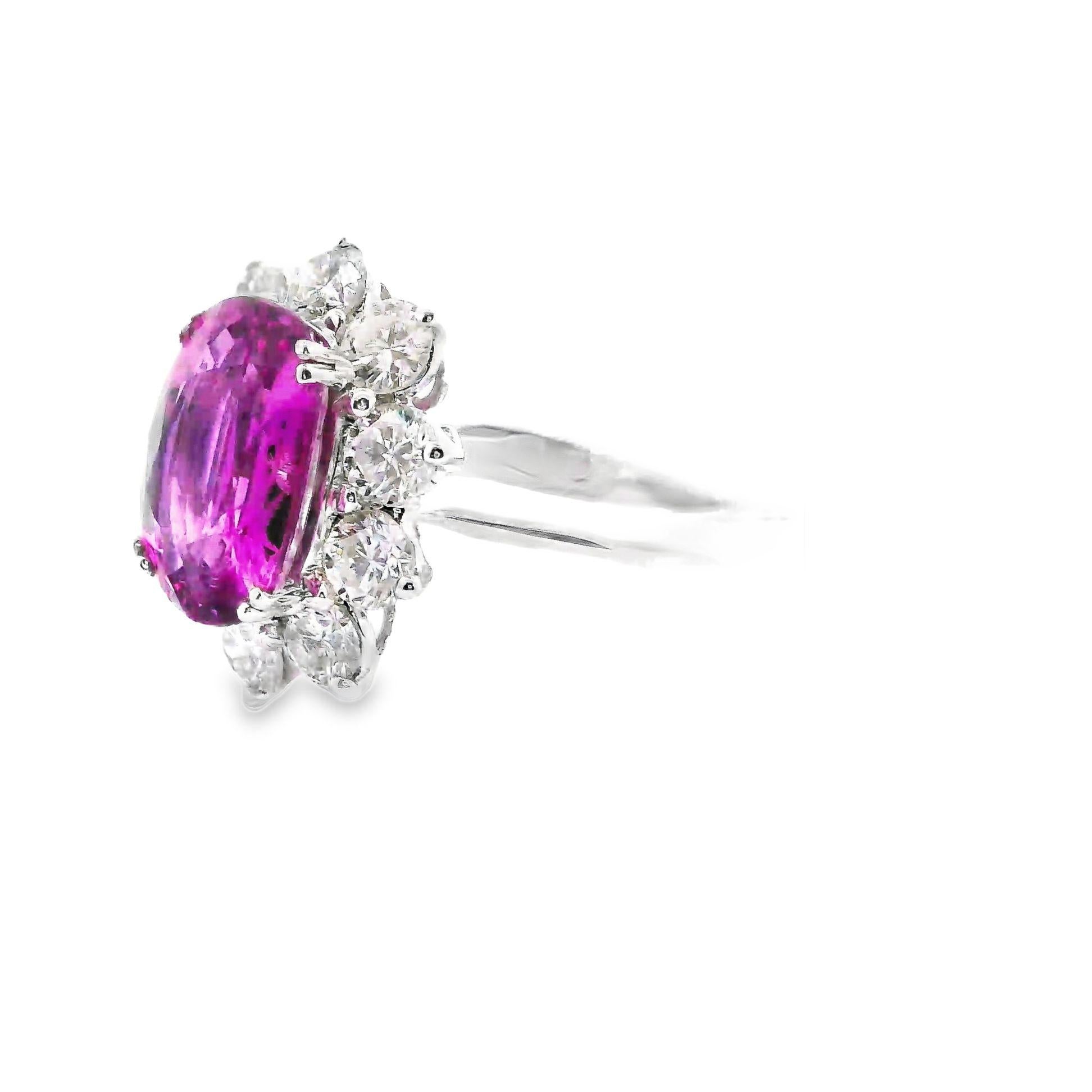4,98 Karat Rosa Saphir Diamant Prinzessin-Diana 18k Weißgold Ring, GIA-zertifizierter Ring (Zeitgenössisch) im Angebot